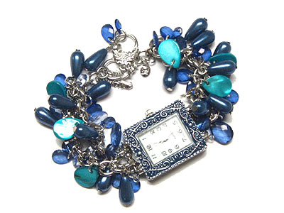 Multi beads dangle fashion bracelet watch
