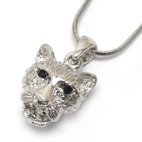 Made in korea whitegold plating crystal eye tiger head pendant necklace
