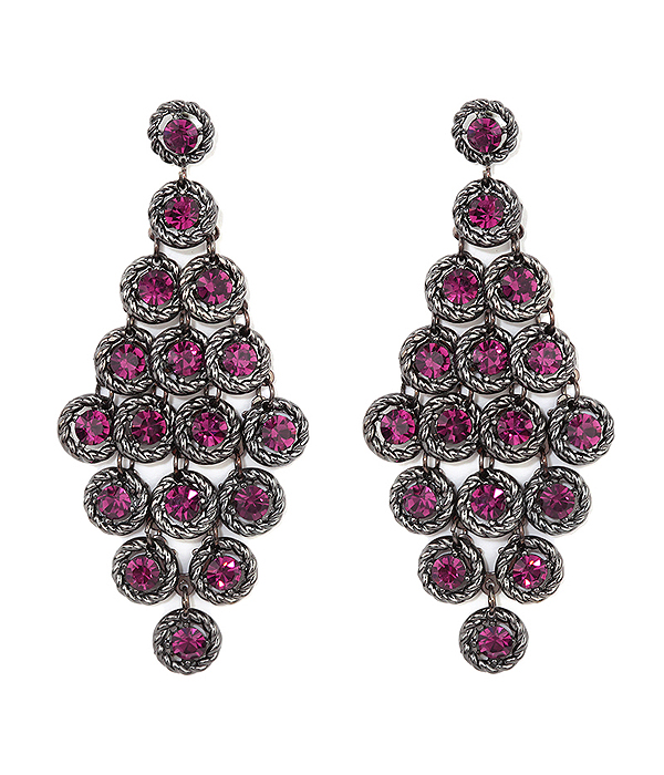 Crystal link drop earring