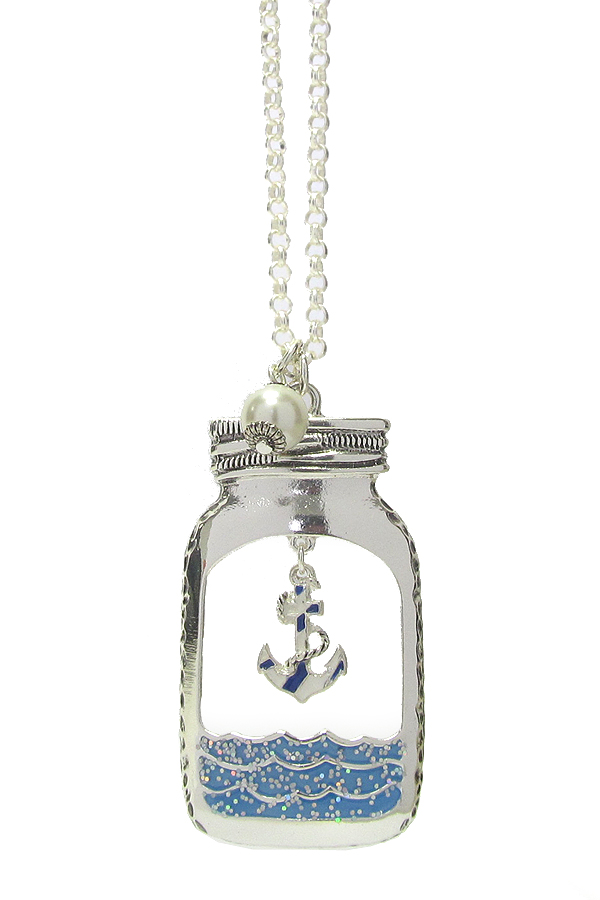 ANCHOR IN BOTTLE PENDANT LONG NECKLACE