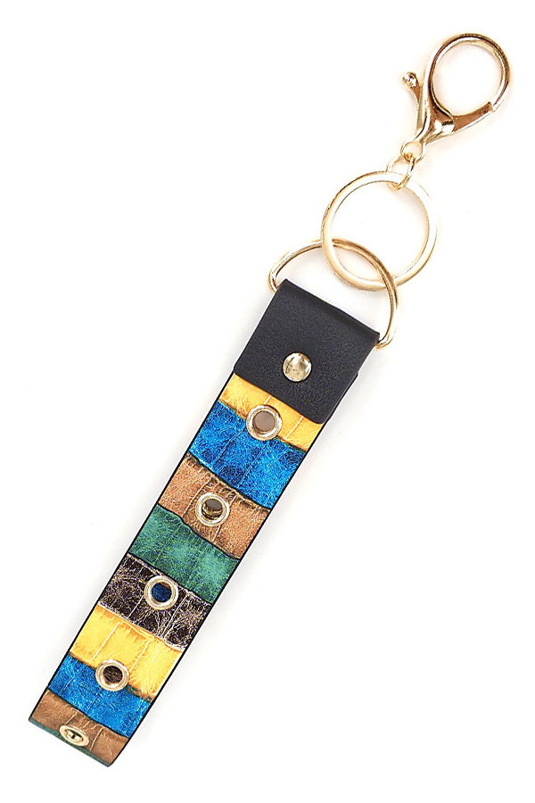 Leatherette band key chain wristlet