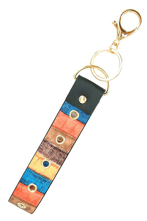 Leatherette band key chain wristlet