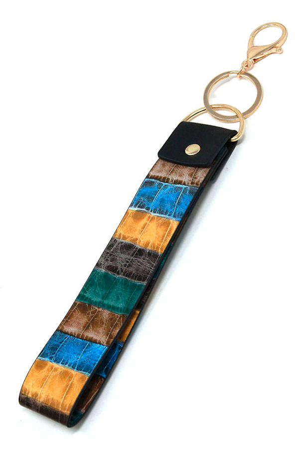 Leatherette band key chain wristlet
