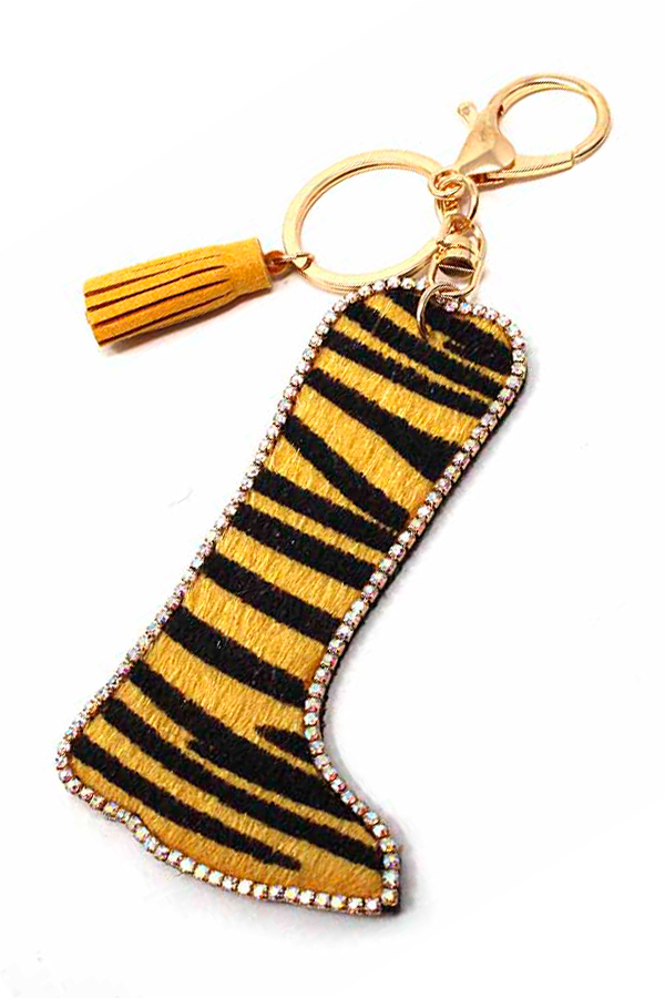 Animal print boot key chain
