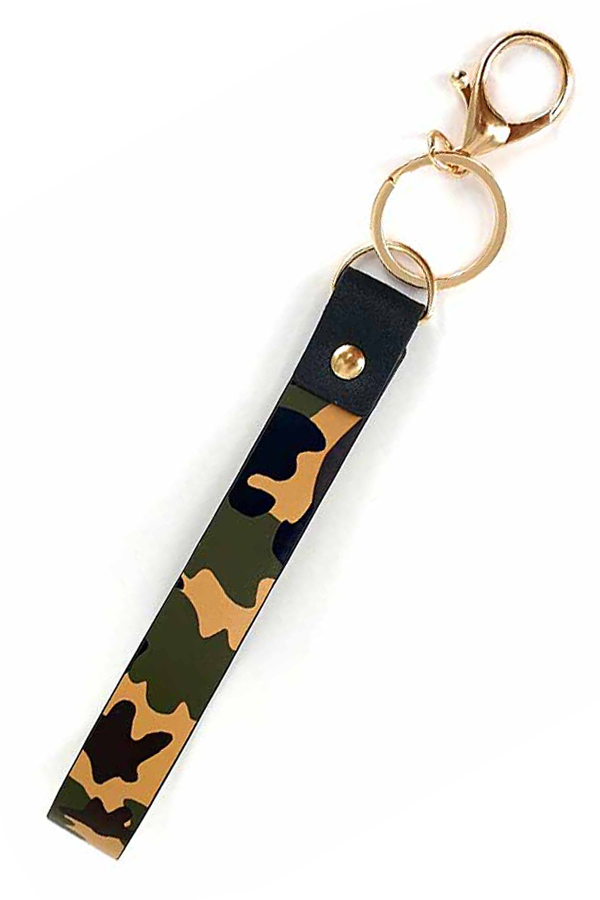 LEATHERETTE BAND KEY CHAIN WRISTLET - CAMOUFLAGE