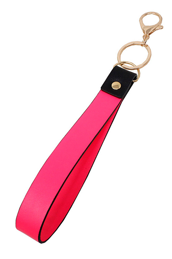 LEATHERETTE BAND KEY CHAIN WRISTLET - NEON