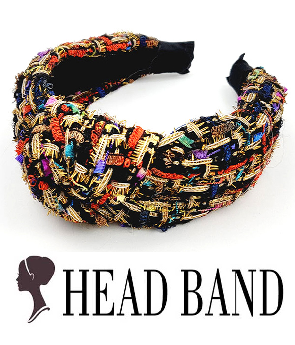 CENTER KNOT PLAID PATTERN HEADBAND