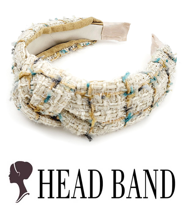 Center knot plaid pattern headband