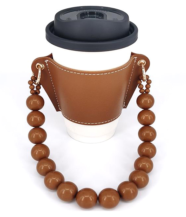 LEATHERETTE CUP SLEEVES AND TRAVEL PEARL STRAP