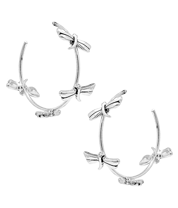 DRAGONFLY METAL HOOP EARRING