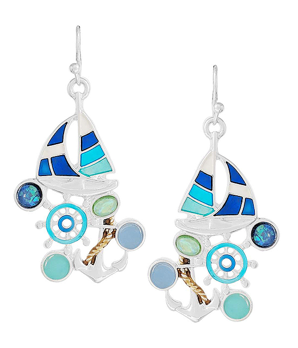 NAUTICA THEME EARRING - YACHT ANCHOR WHEEL