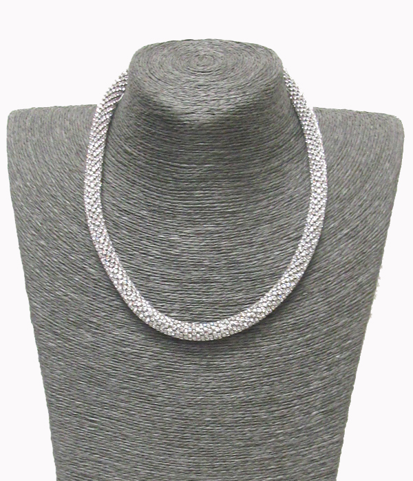Rhinestone tube chain necklace