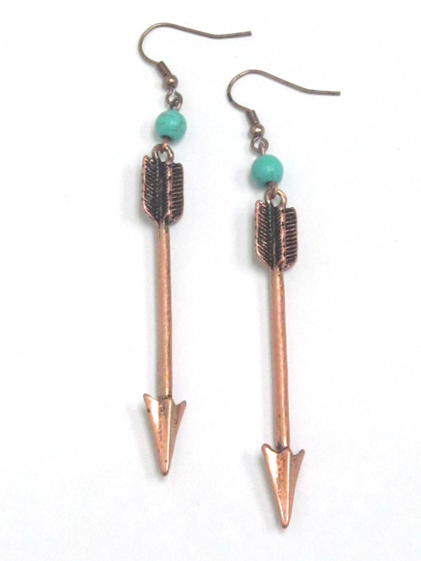 Thin metal arrow fish hook earrings