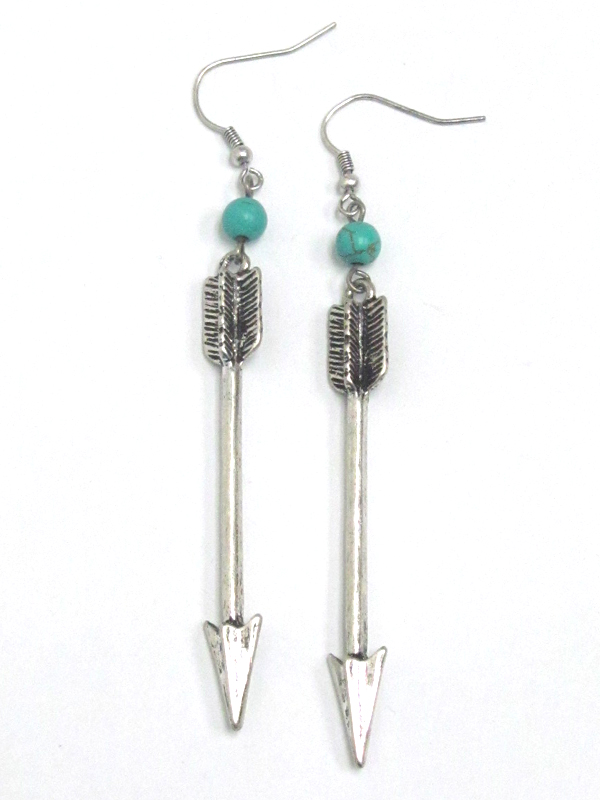 Thin metal arrow fish hook earrings