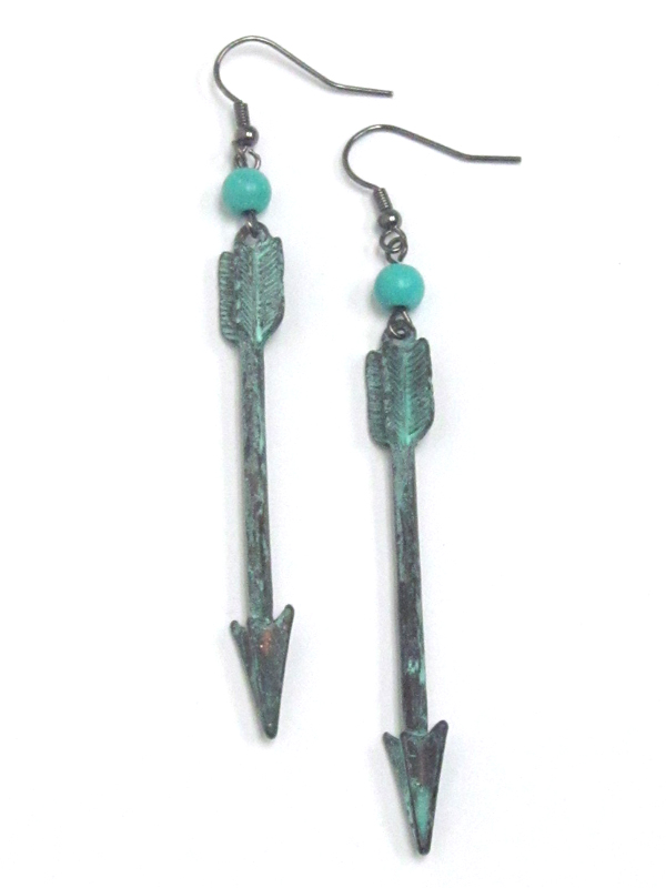 Thin metal arrow fish hook earrings