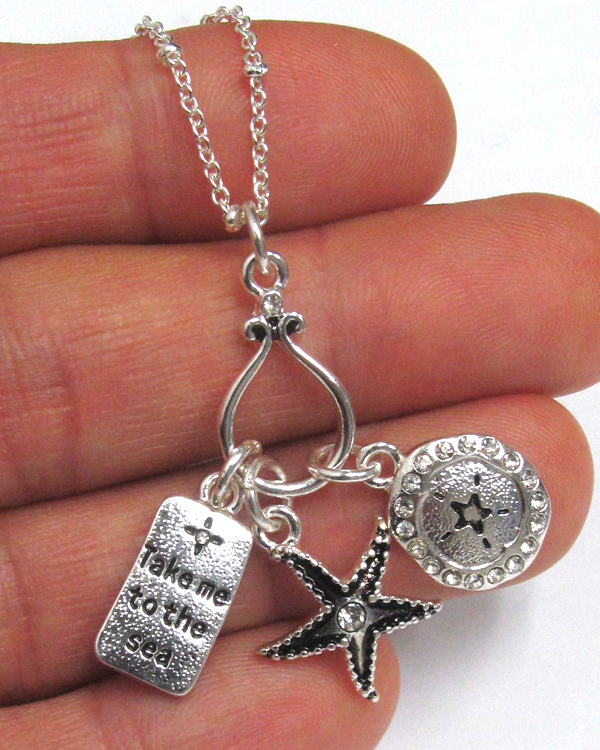 Sea life charm metal necklace - take me to the sea