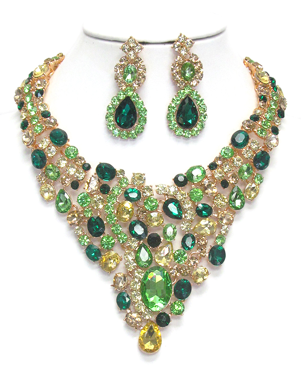 Luxury class victorian style and austrian glass chunky party necklace set