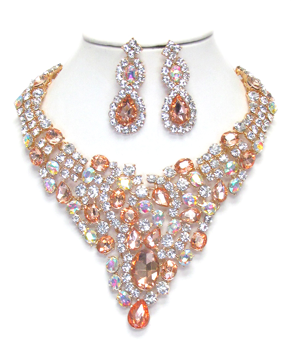 Luxury class victorian style and austrian glass chunky party necklace set