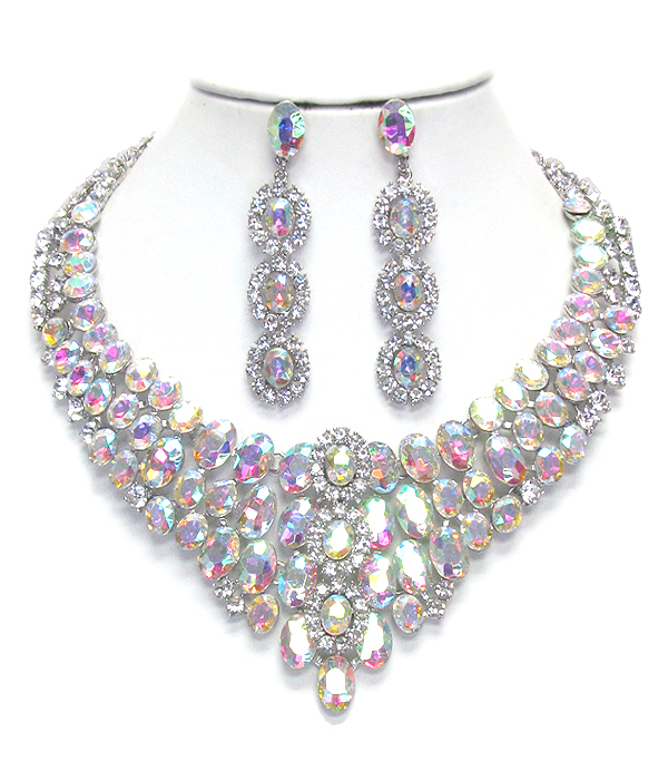 Luxury class victorian style and austrian glass chunky party necklace set