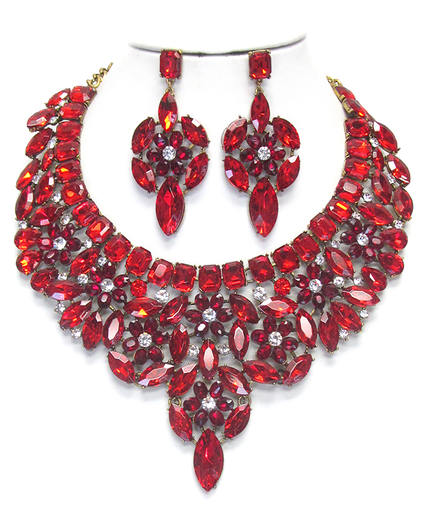 Luxury class victorian style and austrian glass chunky party necklace set