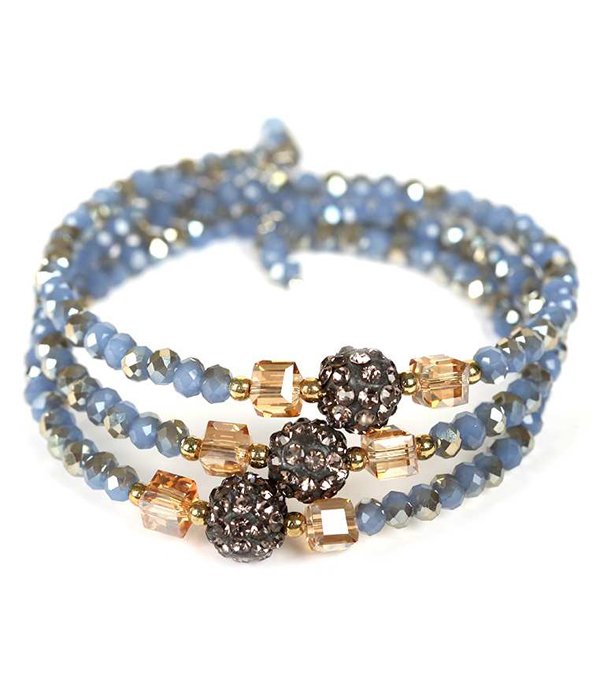 Fireball and glass bead coil bracelet