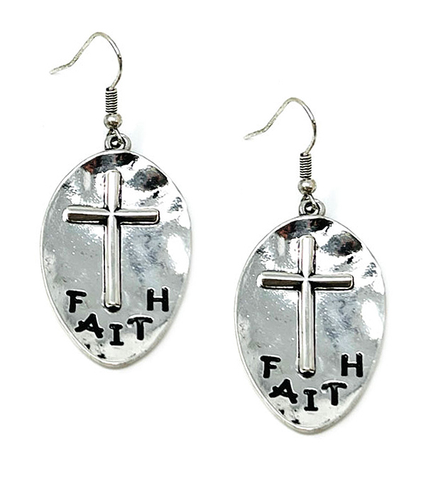 Religious inspiration metal cross earring - faith