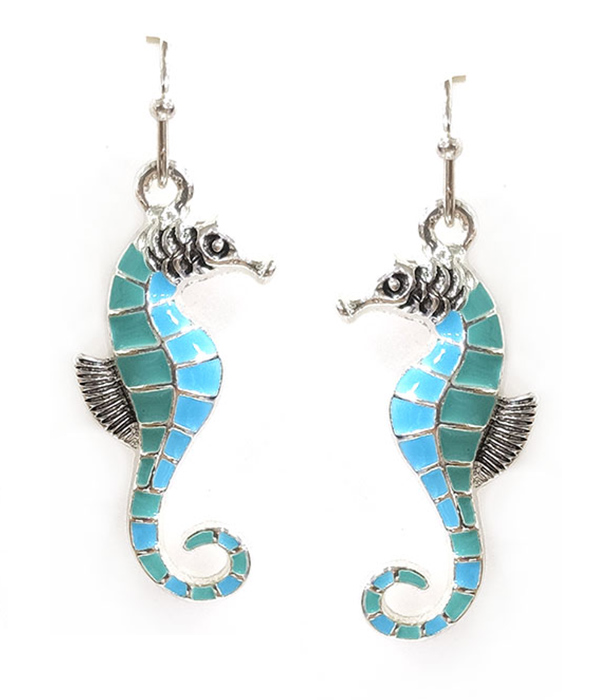 SEALIFE THEME EPOXY EARRING - SEAHORSE