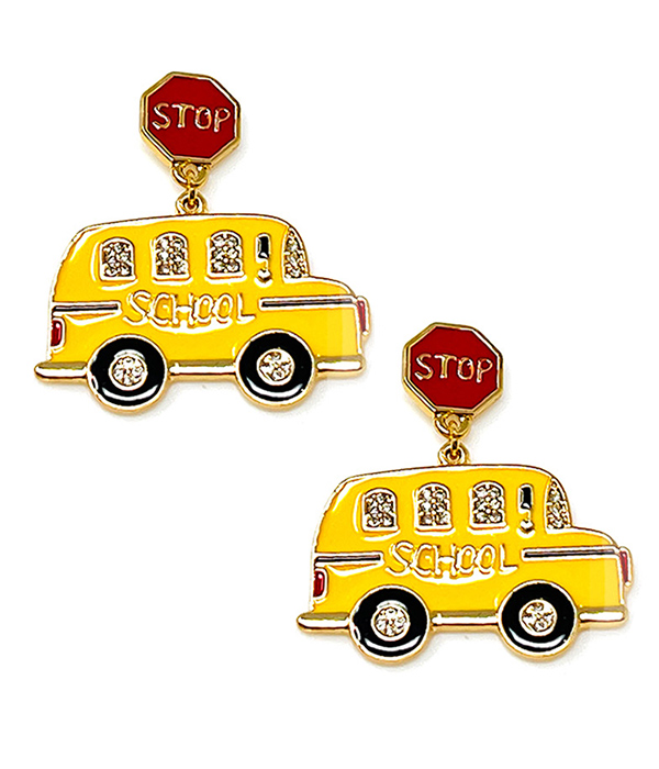 SCHOOL THEME EPOXY EARRING - SCHOOL BUS