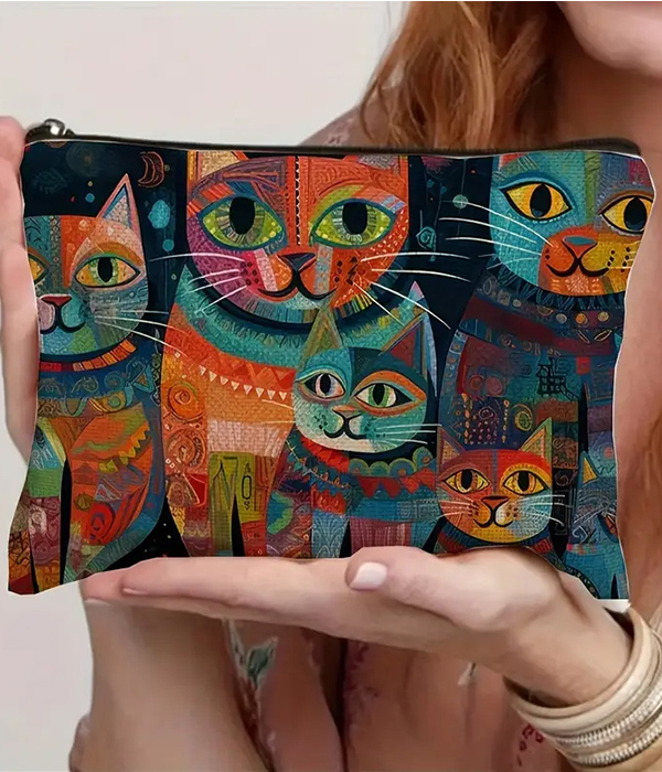 Cat theme makeup cosmetic bag