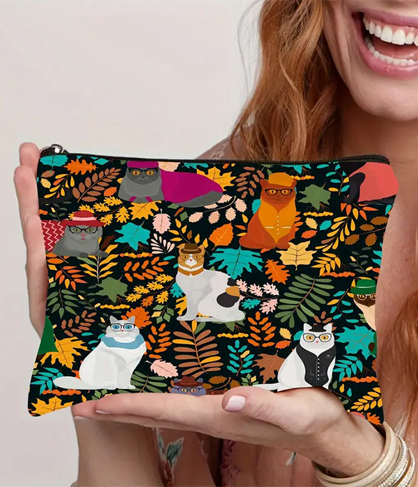 Cat theme makeup cosmetic bag