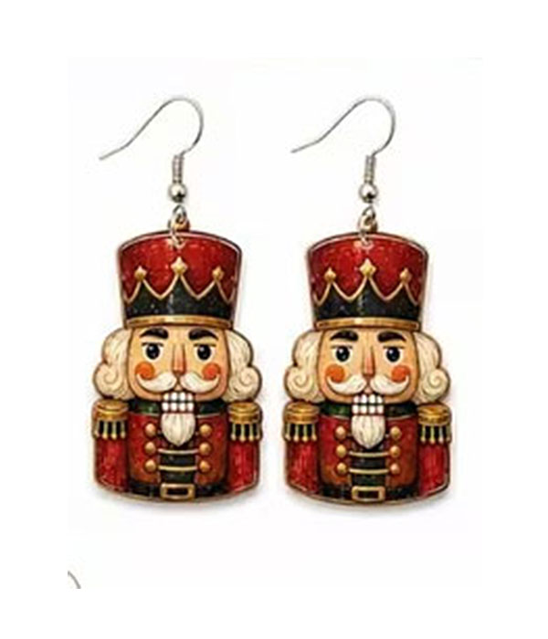 Christmas theme wood earring - nutcracker