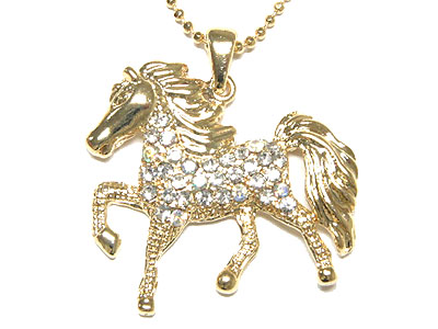 Crystal horse necklace