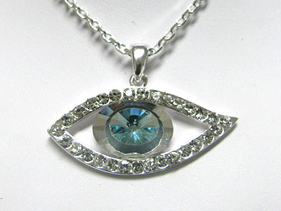 Large crystal eye pendant necklace