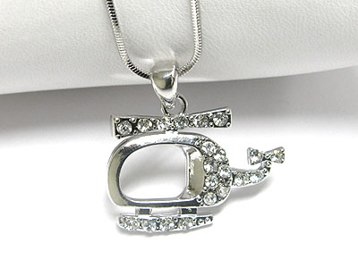 Made in korea whitegold plating crystal helicopter pendant necklace