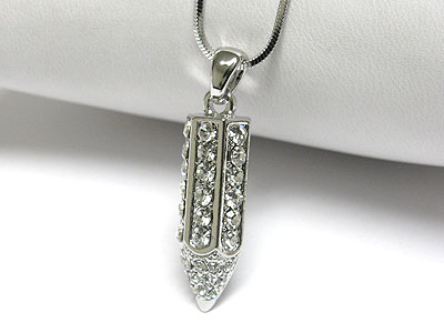 Made in korea whitegold plating crystal stubby pencil pendant necklace