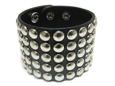 Metal stud leather band bracelet