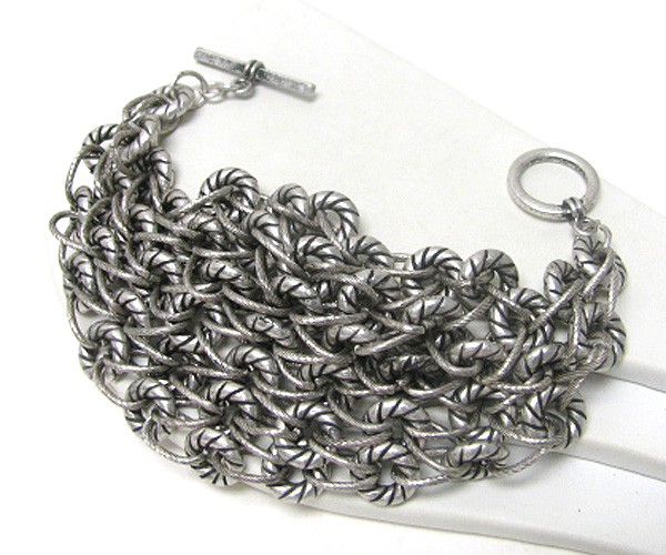 Multi metal disk wire link bracelet