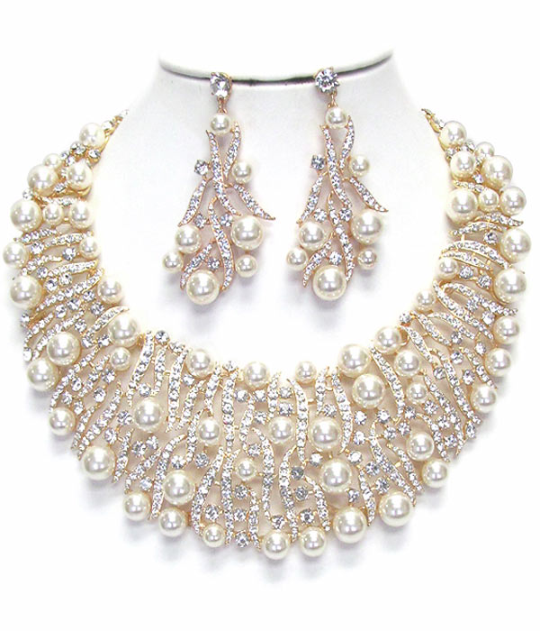 Luxury class victorian style and austrian glass chunky party necklace set
