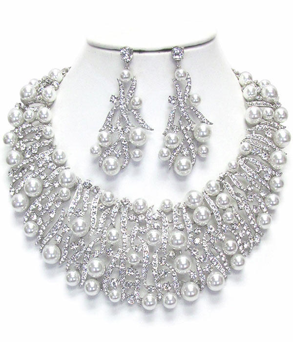 Luxury class victorian style and austrian glass chunky party necklace set