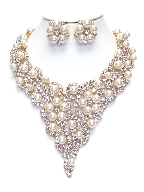 Luxury class victorian style and austrian glass chunky party necklace set