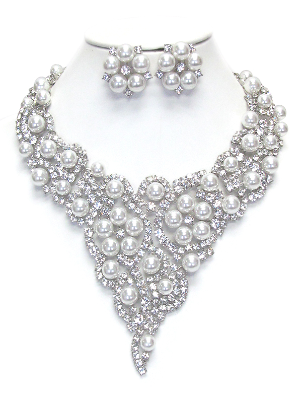 Luxury class victorian style and austrian glass chunky party necklace set