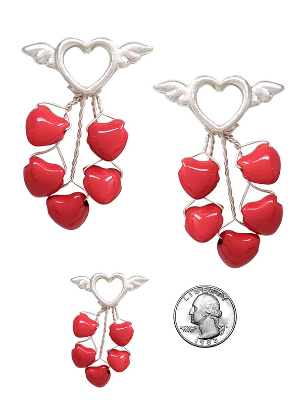 VALENTINE THEME MULTI HEART DROP EARRING