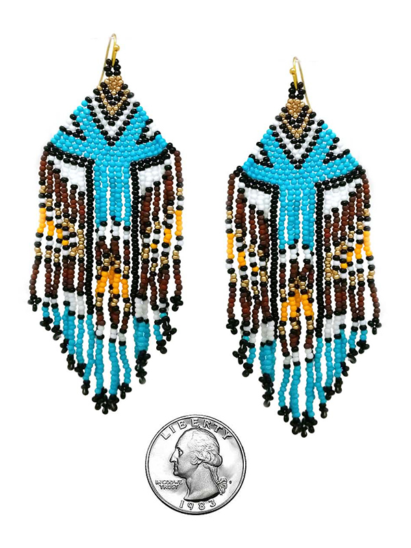 HANDMADE MULTI SEEDBEAD TASSEL DROP EARRING