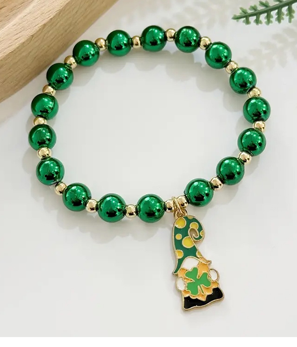 St patrick day theme stretch bracelet - gnome