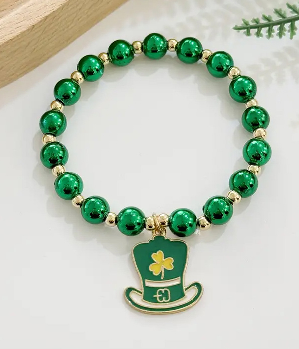 St patrick day theme stretch bracelet - hat