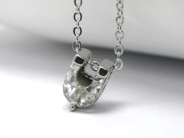 Swarovski crystal initial pendant necklace - letter u
