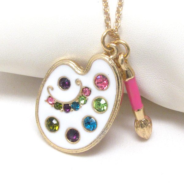 Premier electro plating crsytal deco cosmetic makeup theme pendant necklace