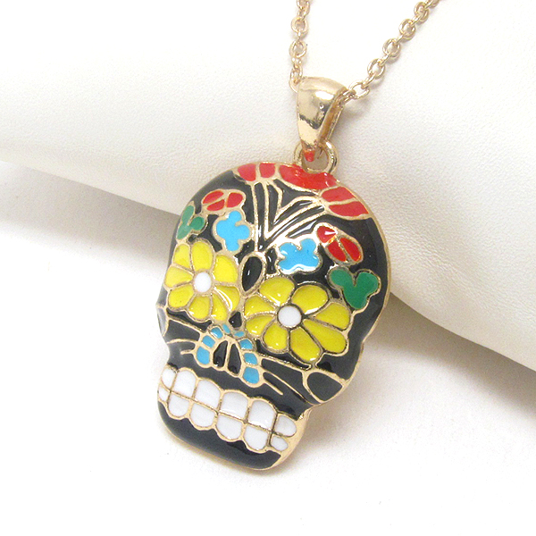 Premier electro plating sugar  skull or skeleton necklace
