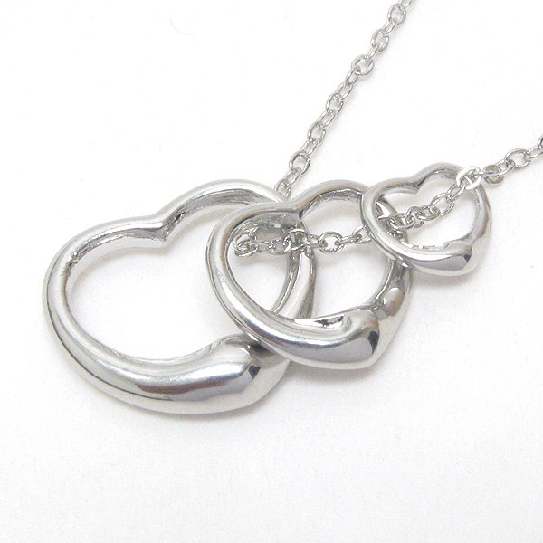 Premier electro plating triple heart tiffany style necklace