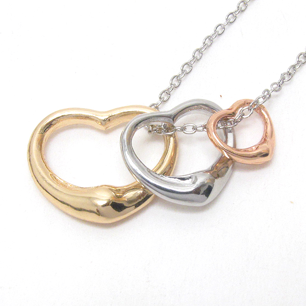 Premier electro plating triple heart tiffany style necklace